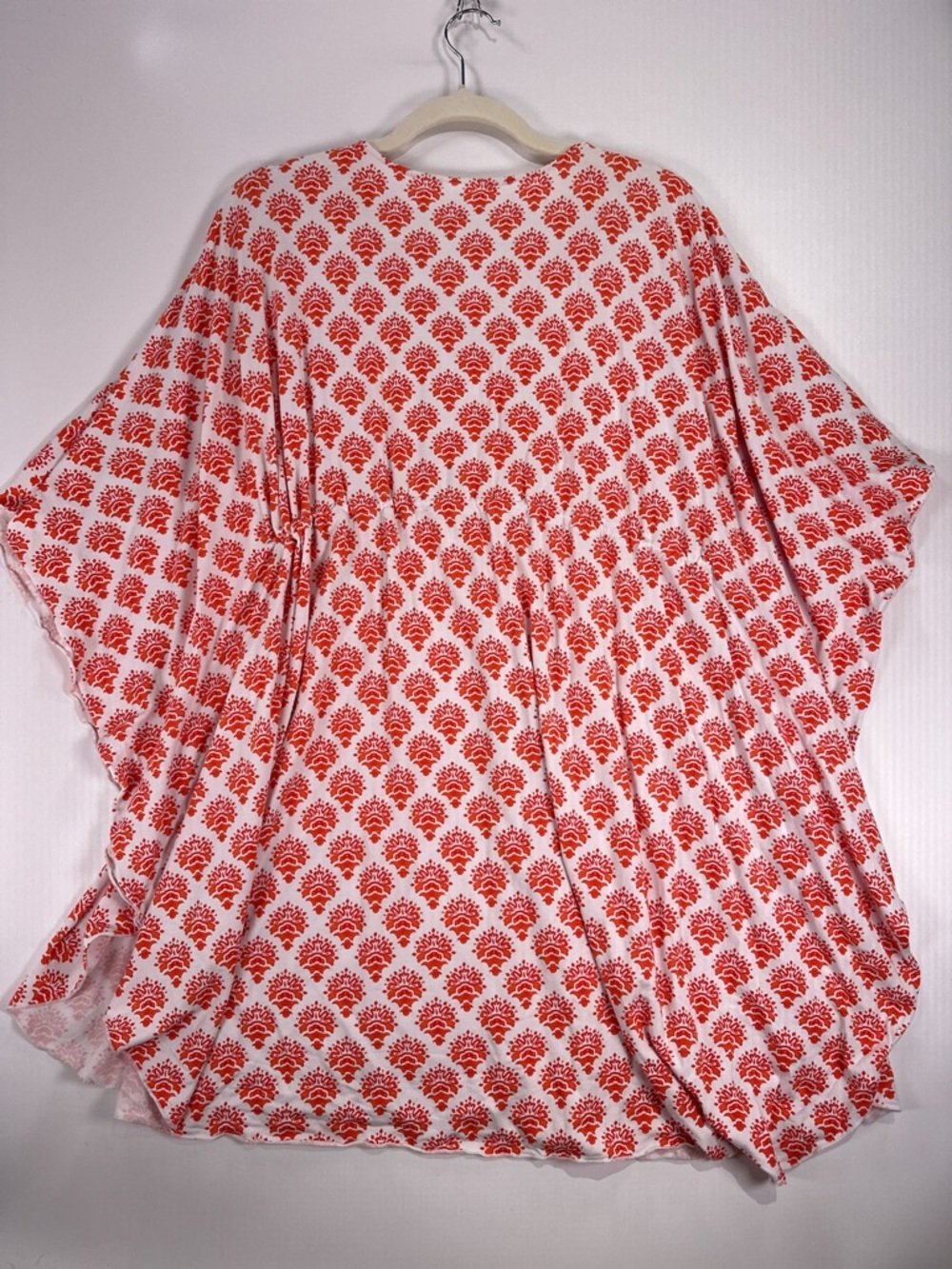 Cabana Life Beaded V-Neck Drawstring Medallion Cover Up Tunic Orange White M - Picture 4 of 12